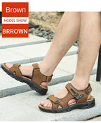 Outdoor Wading Summer Sandals For Men Anti Slip Cool Leather Slides With Arch Support and Massage Plus Size Beach Sandalias Lootquake LLC