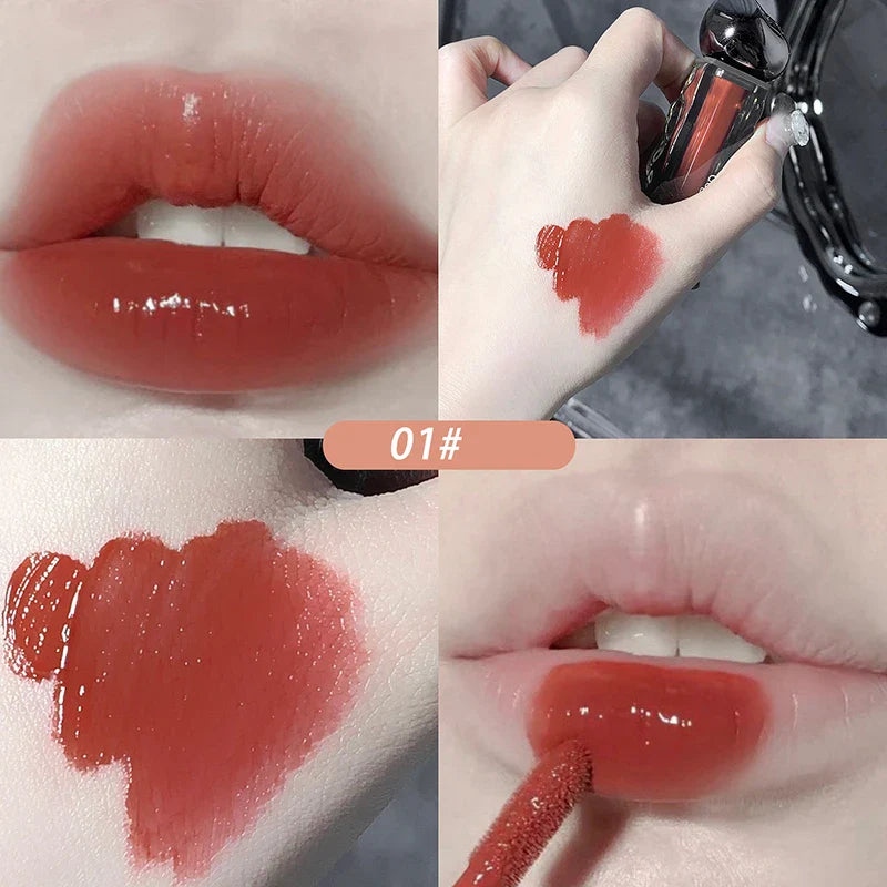 Dark Purple Lip Gloss Water Light Long Lasting Clear Moisturize Mirror Pink Peach Lip Tint Non Stick Cup Liquid Lipstick Makeup
