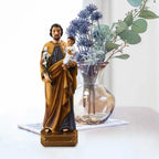 Saint Joseph Carrying Child Jesus Statues Religious Figurines Resin Model Sculpture St. Joseph God Christ Church Desk Decor Lootquake LLC