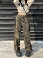 Vintage Leopard Print Pantalon Femme Wide Leg Pants Women High Waist Straight Y2k Jeans Casual Fashion Korean  Jean Trousers Lootquake LLC