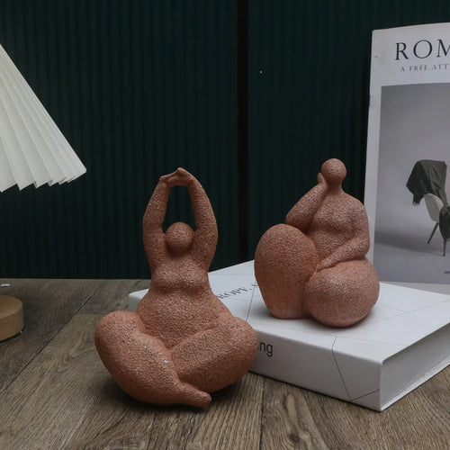 1pc, Sandstone Resin  Chubby Woman Statue  Handmade Sandstone Abstract Art Home Living Room Office Cabinet Tabletop Entryway Dec Lootquake LLC