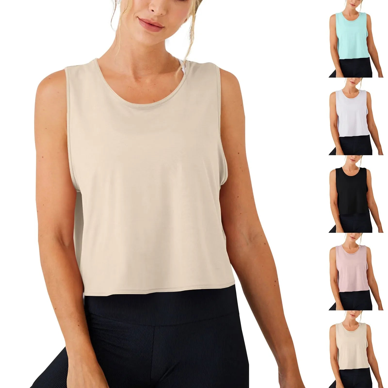 Women'S Solid Color Top Women'S Sports Suspender Top Women'S Fashion Hollow Back Sports Running Fitness Casual Hundred Yoga Top Lootquake LLC