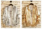 Mens Windbreaker Jackets Nightclub Stage Party Jackets Costume Streetwear Harajuku Hip Hop Reflective Jacket Gold Fashion Coats