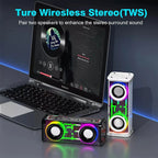 Bluetooth 5.0 Dual Speakers Wireless RGB1800mAh Transparent Mecha Speakers  Light Effect Loudspeaker Bass Subwoofer Mini Speaker Lootquake LLC