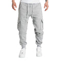 Mens Sweatpants Straight Fit Drawstring Multi-pocket Pants THRIXINE