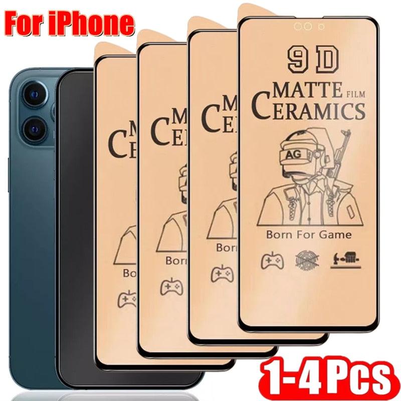 4pcs Soft Matte Ceramic Film Screen Protector for iPhone 14 13 12 Pro Max 11 XR XS X 8 7 plus SE20 Anti-broken Not Glass Film  Matte Finish Tempered Glass Screen Protector for iPhone Stevvex