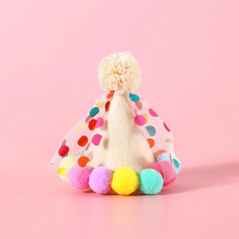 Pet Dog Birthday Party Dog Hat Candy Color Dot Lace Cat Bib Suit Cute Small Medium Dogs Costume Cap Pet Products Accessories Lootquake LLC
