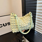Canvas Wrinkle Bag for Women Shoulder Bags Pleated Bubbles Handbags Padded Casual Underarm Quilted Bag Tote Cloud Bag Purse