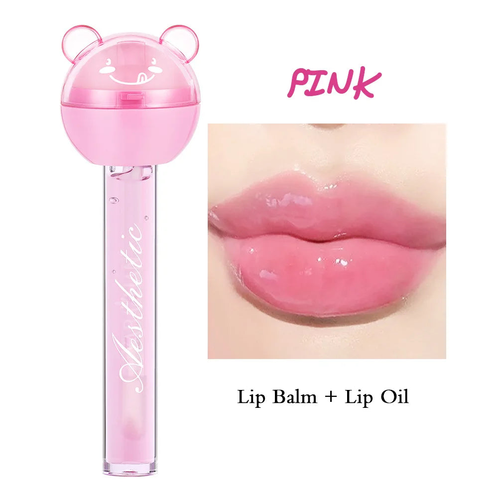 2 In 1 Cute Lollipop Lip Gloss Moisturizing Lip Plumper Lip Balm Lipstick Mineral Oil Lip Nutritious Lips Care Makeup Cosmetics Lootquake LLC
