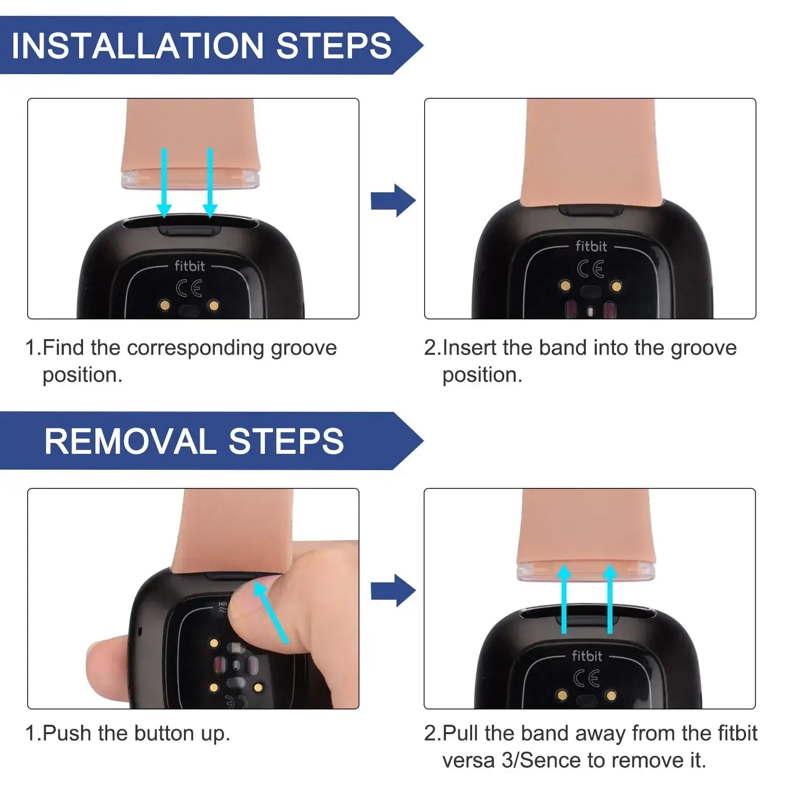 Fitbit Versa & Sense Silicone Bands - Lightweight Minimalist Design - SJB-DIAMOND ELITES