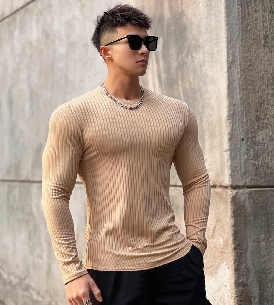 FitFlex Men's Long Sleeve Sports Tee THRIXINE