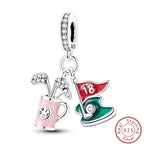 S925 Sterling Silver Princess Golf Hamster Camera Travel Three Piece Set Charms Beads 3mm DIY Fine Jewelry Making Lootquake LLC