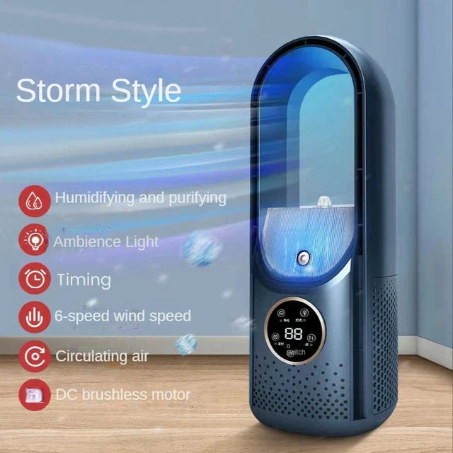 Portable USB Air Cooler Leafless Electric Fan 6 Speed Silent Timer Air Conditioner Cooling Fan Humidifier Conditioning Fan Lootquake LLC