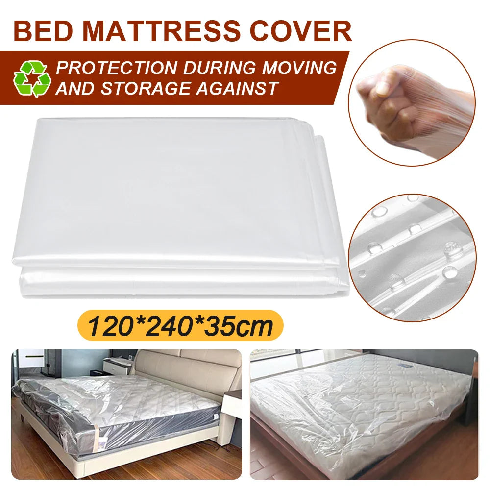 150/200x240x35cm Mattress Protector Packaging Bag Moisture-proof Dust Cover Thickness 0.08mm PE Transparent Moving Home Storage Lootquake LLC