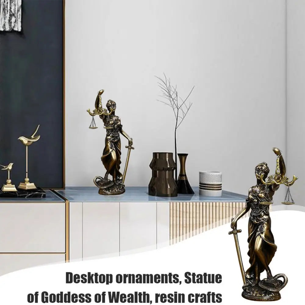 Imitation Copper Sculpture Of The Goddess Of Justice Classroom Desk Resin Ornaments Statue Of The Goddess Of Justice For Teacher