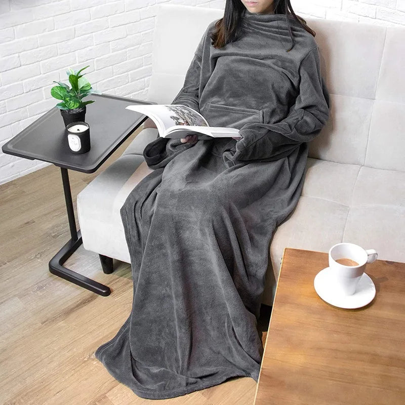 Home Wearable Adult Blanket Large Pocket Multifunctional Lazy Sleeve Blanket Antistatic Flannel Blanket TV Sofa Blanket Lootquake LLC