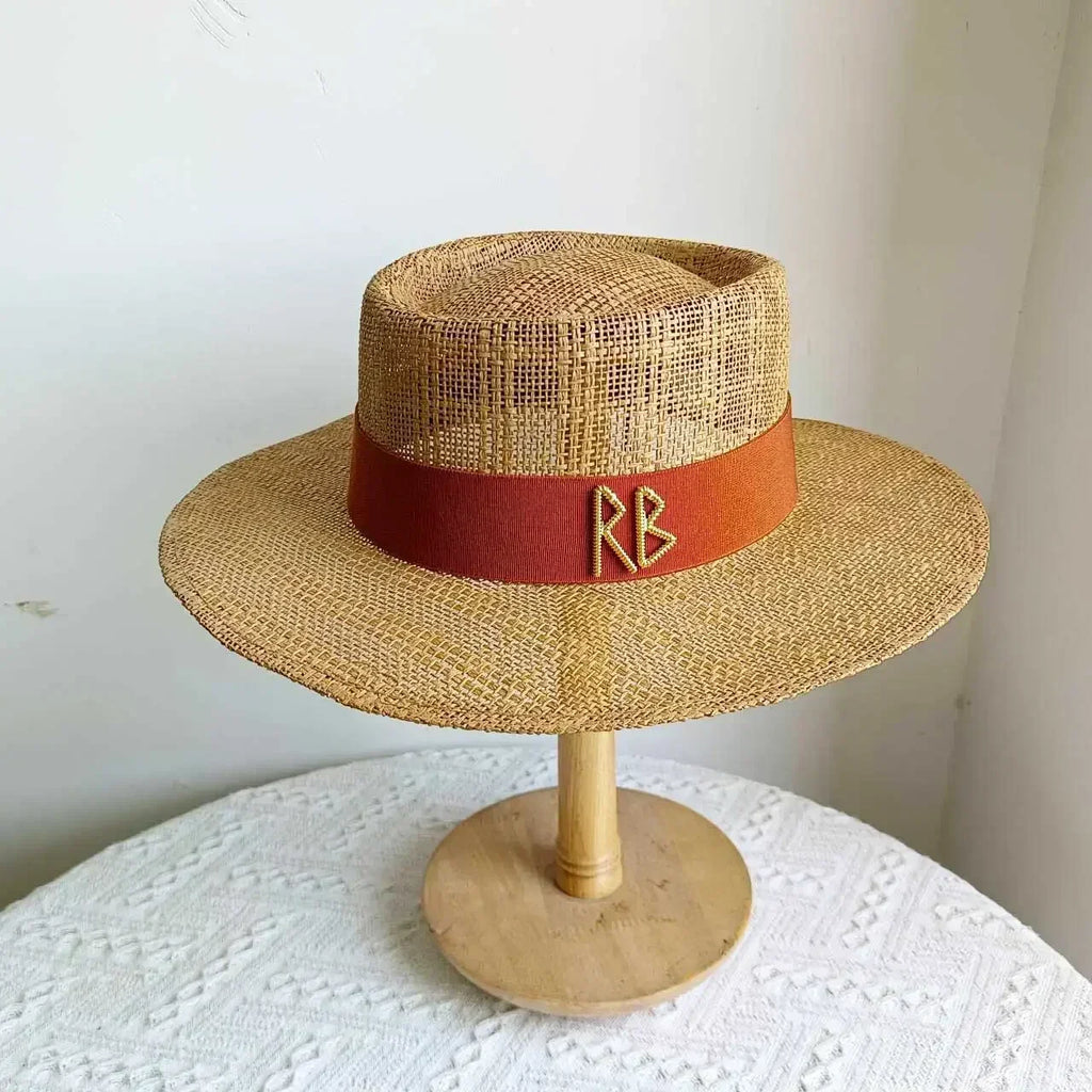 Summer Straw Hat 2024 New Flat Top French Straw Hat Elegant Women's Outdoor Vacation Sun Hat Summer Hat 모자 gorras beach