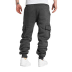 Mens Sweatpants Straight Fit Drawstring Multi-pocket Pants THRIXINE