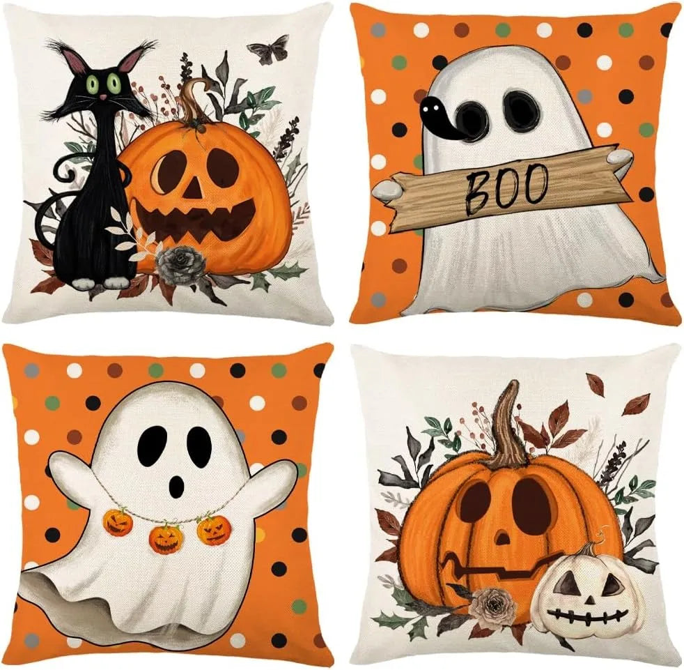 Halloween Pillowcases: Cat, Ghost, and Pumpkin Themed Decor! Sofa cushion cover, holiday party decoration, gift Lootquake LLC