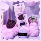 Jessup Powder Puff, 2pcs Triangle Powder Puff Soft for Foundation Setting and Baking, Reusable, Washable, Purple SP018