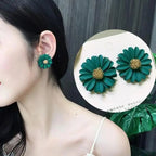 925 Silver Needle Korean Fashion Camellia Flower Earrings For Women Jewelry 2025 Trending Women's Black White Stud Earrings Gift