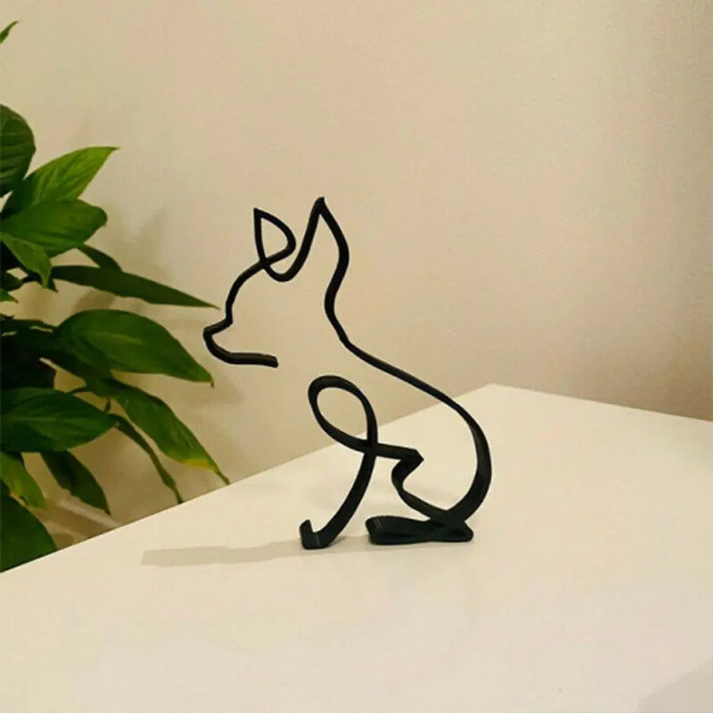 Wrought Iron Handicraft Bulldog Dachshund Labrador Abstract Dog Ornament Modern Animal Sculpture Simple Statue Art Figurine Lootquake LLC