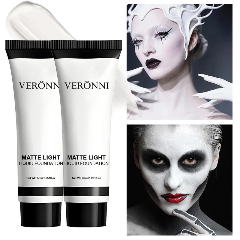 White Liquid Foundation - Full Coverage, Oil Control & Long Lasting, for Stage Makeup, Halloween, Cosplay Makeup (37ml) Lootquake LLC