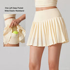 VITALINOVO Flowy Pleat Skort: High-Waist, Pocketed, Comfy THRIXINE