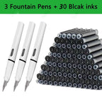 33 Pcs Kawaii Fountain Pen Replaceable Ink Set Black/Blue/Red ink EF 0.38mm School Pens Office Supplies Stationery for Writing Lootquake LLC