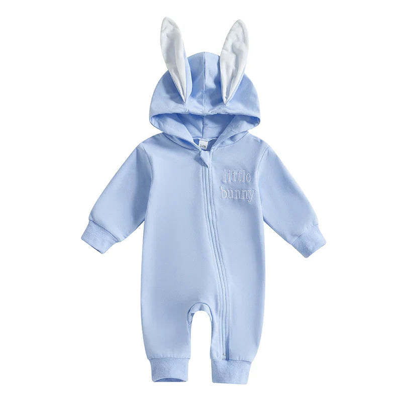 Adorable Infant Easter Romper with Hood Zipper Closure and Bunny Ears - Long Sleeve  for Spring Celebrations Lootquake LLC