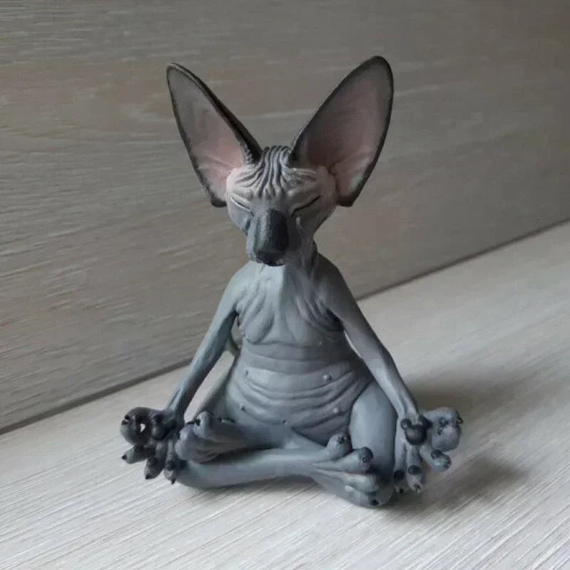 Sphinx Cat Buddha Statue - Meditation Yoga Sculpture for Garden Decor, Fantastical Art & Happy Cat Ornament Lootquake LLC