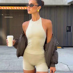 Women's Halter Yoga Tank & Biker Shorts Set