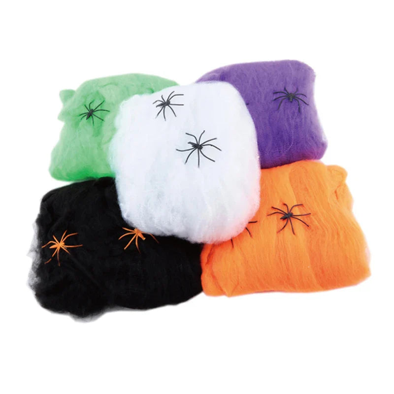 Halloween Decorations Artificial Spider Web Stretchy Cobweb Scary Party Halloween Decoration for Bar Haunted House Scene Props Lootquake LLC