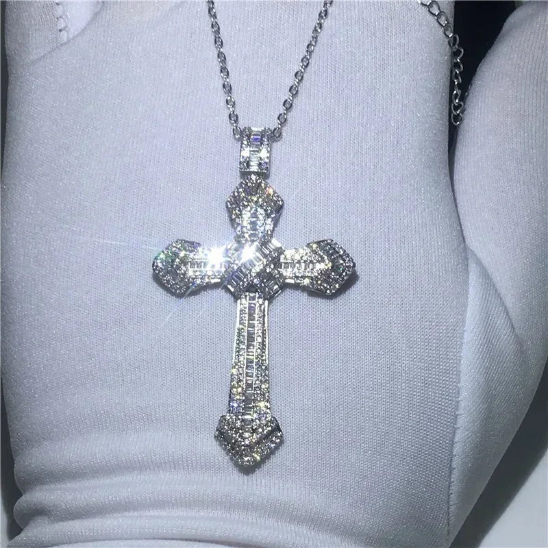 Exquisite Shining Crystal Cross Necklace Pendant Lucky Charming Fashion Jewelry Gift Unisex Lootquake LLC