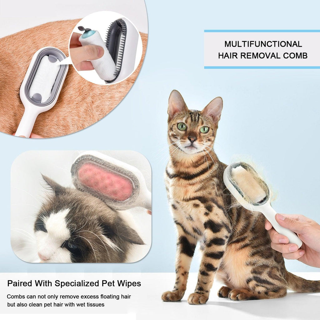 Cat Cleaning Comb Cat Hair Remover to Remove Floating Hair Sticky Fur Universal Pet Grooming Brush for Cat Dog Paired with Wipes Pet Cleaning Hair Removal Comb For Massaging And Removing Loose Hair Stevvex