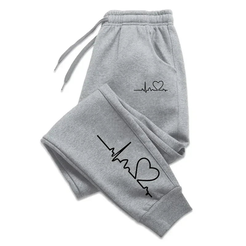 Heart Print Women's Sweatpants Jogging Pants THRIXINE