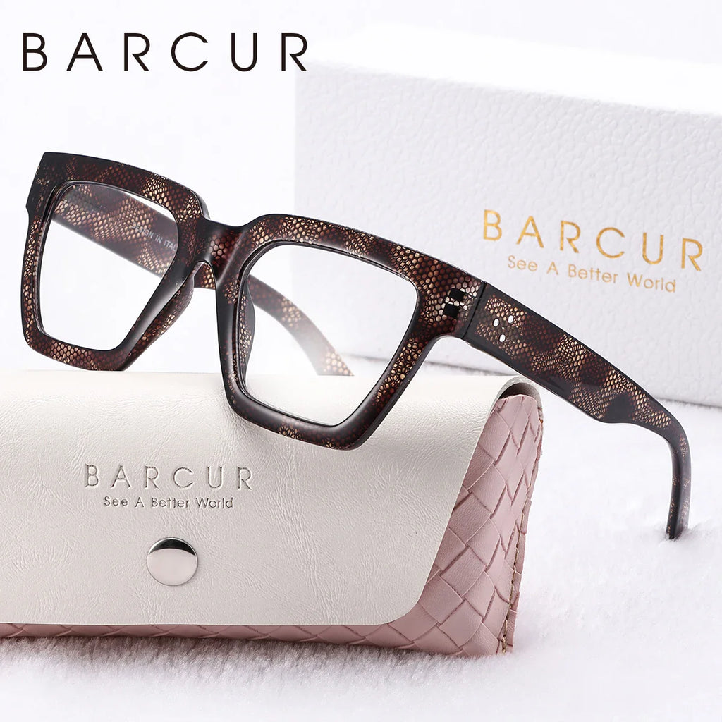BARCUR Large Fashionable Frame Pink Reading Glasses for Women – Stylish Square Thick Frame Eyewear with Multi-Degree Options for Men & Women – Lightweight Blue Light Blocking Computer Glasses with White Gift Box for Home Office & Study Stevvex