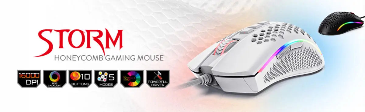 Redragon M808 Storm Lightweight RGB LED USB Gaming Mouse 12,400 DPI Optical Sensor 7 Programmable Buttons Precise Regist Lootquake LLC