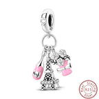 S925 Sterling Silver Princess Golf Hamster Camera Travel Three Piece Set Charms Beads 3mm DIY Fine Jewelry Making Lootquake LLC