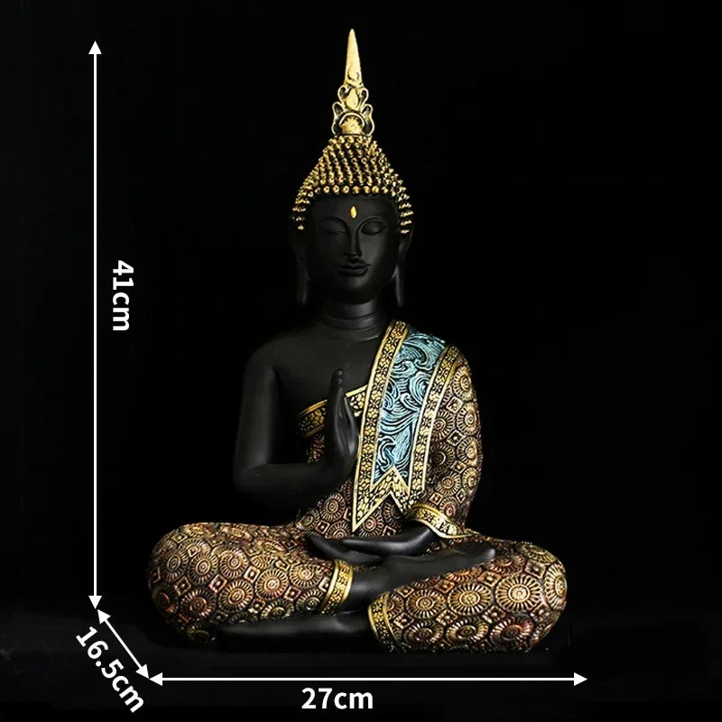 Large Buddha Statue Thailand Buda Buddha Sculpture Green Resin Handmade Buddhism Hindu Fengshui Figurine Meditation Home Decor Lootquake LLC