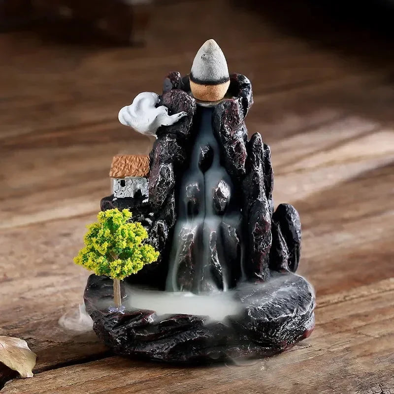 Incense Burner Mountains River Waterfall Fragrance Fireplace Backflow Aroma Smoke Zen Censer Holder Decoration for Home Lootquake LLC
