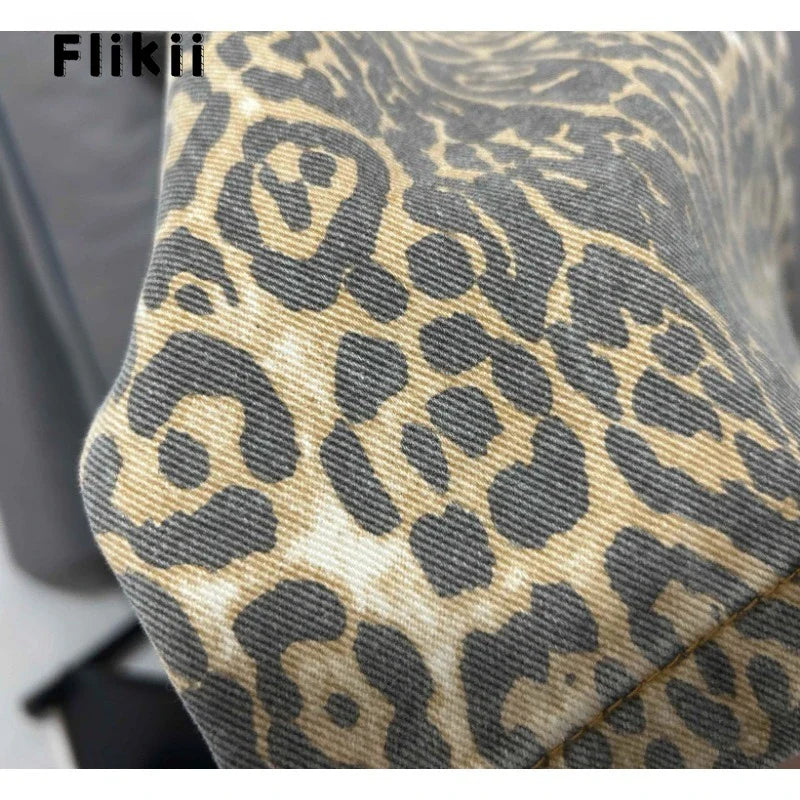 American Retro Leopard High Waist Baggy Jeans Women's Casual Pockets Hip-hop Pants 2024 Spring Y2K Oversiz Panther Denim Trouser Lootquake LLC