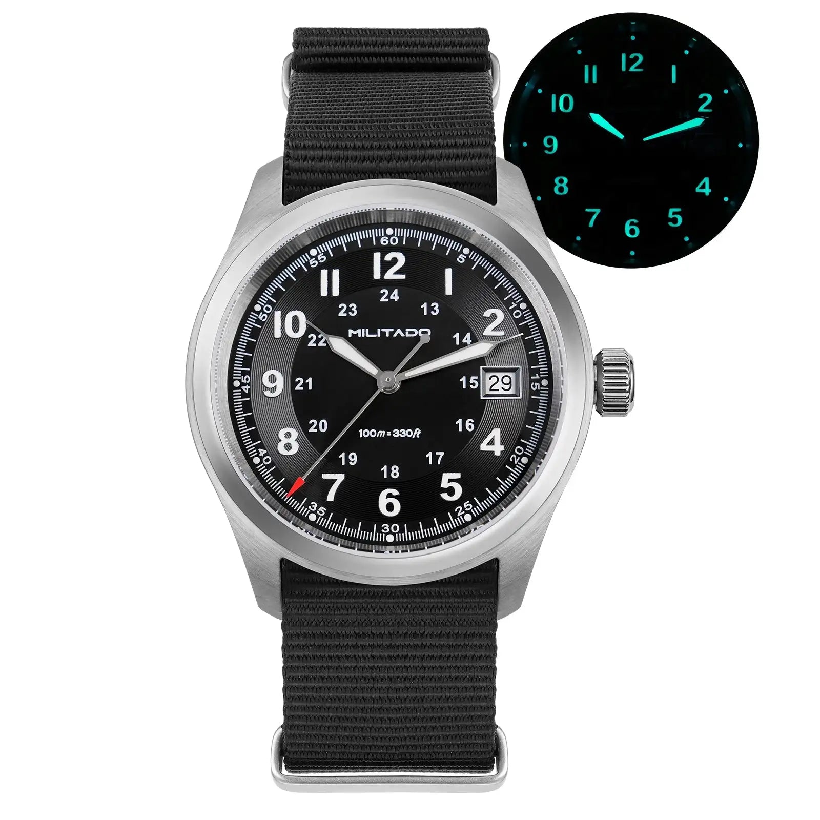 Militado ML08 Quartz Watch Ronda 515 Movement Domed Sapphire Wristwatch BGW9 Luminous 10Bar Waterproof 38mm Vintage Watches