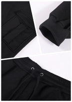 Mens Sweatpants Straight Fit Drawstring Multi-pocket Pants THRIXINE