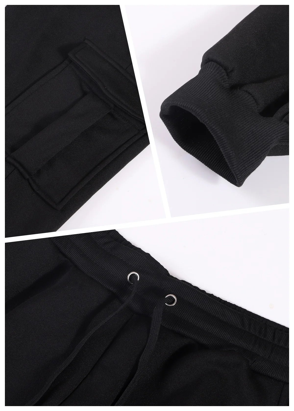 Mens Sweatpants Straight Fit Drawstring Multi-pocket Pants THRIXINE