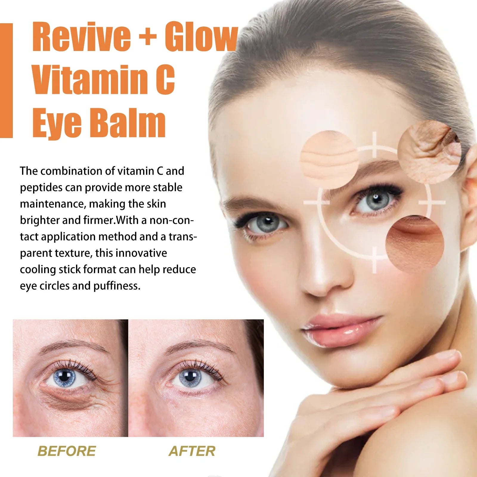 Vitamin C Eye Cream Stick Anti-Wrinkle Moisturizing Balm Eye Bag Removal Dark Circles Reduce Fine Lines Anti Puffiness Eye Cream Lootquake LLC