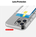 Transparent Shockproof Dual Card Slot Holder Phone Case For iPhone 13 12 11 Pro Max XR X XS Max 7 8 Plus 14Pro Wallet Transparent Soft Cover Card Storage Bumper Case For iPhone Stevvex