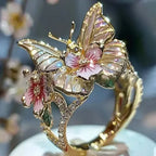 Aesthetic Flower Butterfly Rings for Female Romantic Rhinestone Stylish Non-fading Opening Ring Women Wedding Jewelry Party Gift