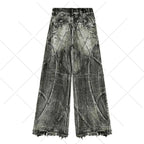 PFNW Spliced Design Washed Denim Jeans Men's Streetwear Fashion Straight Leg Denim Pants Hip Hop Trendy Trousers Spring 28W4634 Lootquake LLC