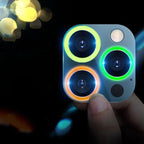 9H Tempered Glass Camera Cover Screen Protector Metal Individual Ring For iPhone Phone Glitter Camera Lens Protector Film For iPhone 14 13 12 11 Pro Max Luminous Lens Metal Glass Protective Cover Stevvex